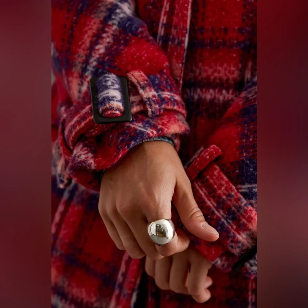 Anthropologie Wool-Blend Check Coat